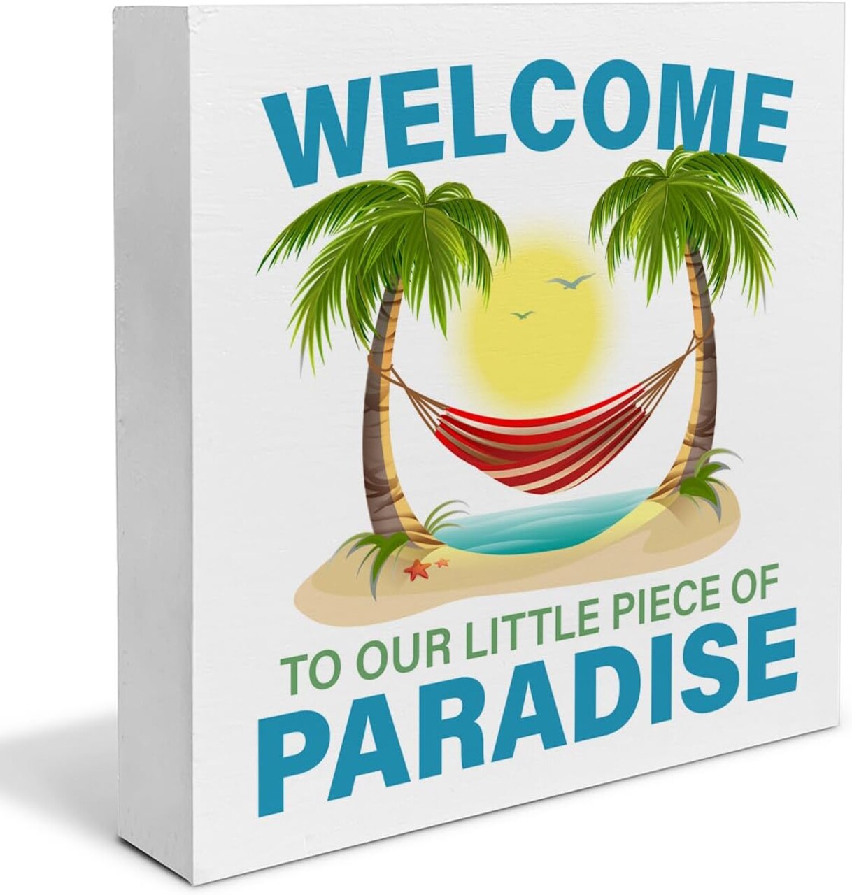Summer Wall Decor, Funny Beach Bar Decorations, Welcome To Our Little Piece Of Paradise Home Kitchen Bar Wood Sign